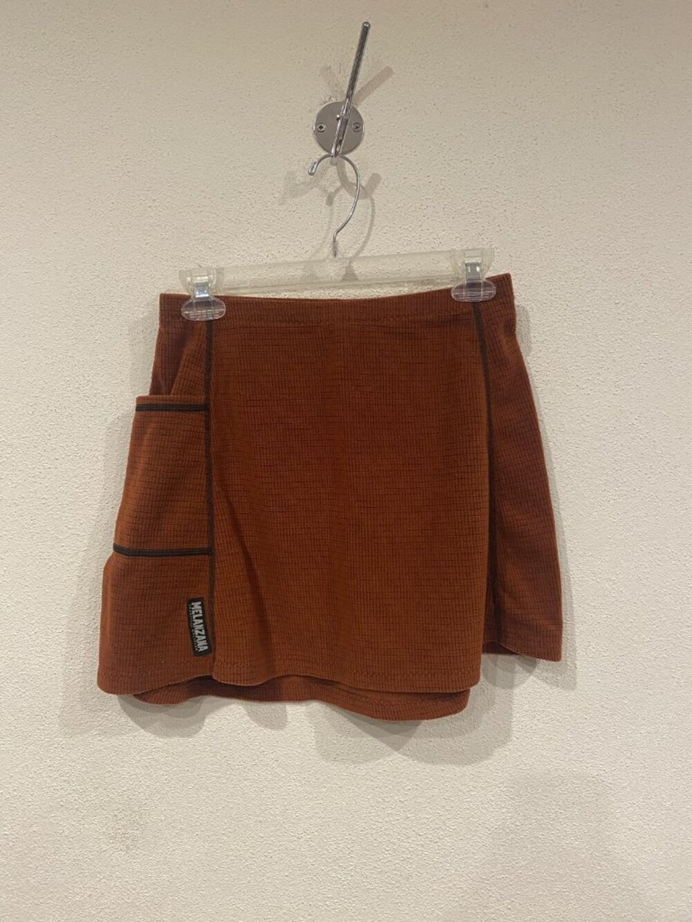 Melanzana Fleece Skirt Womens Small Orange Micro Grid A Line Pocket Hiking